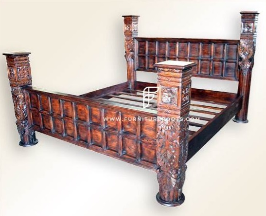 Hand Carved Wooden Bed